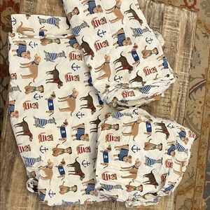 Pottery Barn Kids Nautical Dog Print full size sheet set